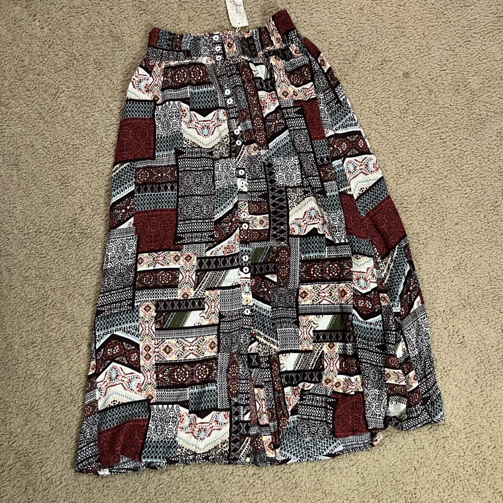 NEW Mystree Multicolor Patchwork A-Line Skirt